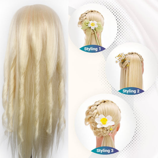 Ritzkart 32 Inch Long Hair Off-White Color Animal Mix Hair 85%: Straight Hair Shoulder Dummy Elevate Your Hair styling Game for a Bright Future in Style!"