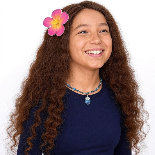 Kids Wig 25 Inch Fluffy Brown Synthetic Hair Wig with Attached Flower Decoration Adjustable Cap Size 21 Inch for Small Head – Soft & Lightweight Wig for Children – Stylish and Comfortable for Parties, Dress-Up Daily Use , School Events & Beaches