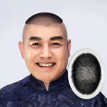 PU Thin Skin Small Transparent Hair Patch For Men Black Human Hair Lightweight, Invisible Comfort - Perfect for Party & Casual Wear