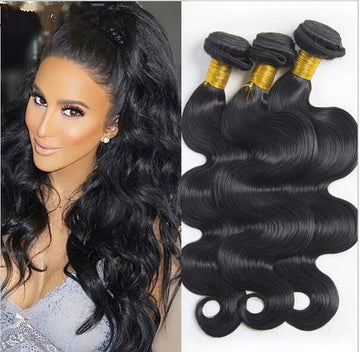 Bundle Body Wave Human Hair Natural Black Unprocessed Virgin Hair Weft for Seamless Weaving 3 Bundles – Silky Hair Extensions for Women – Tangle-Free, Shedding-Free for a Natural Look (DSP)