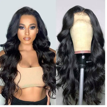 Hair Wig Lace Front Natural Black Body Wave Human Hair Wig 13x4 Lace Pre-Plucked Hairline High-Density Soft & Silky Texture, Breathable Transparent Lace, Heat-Resistant, Natural Wig (DSP)