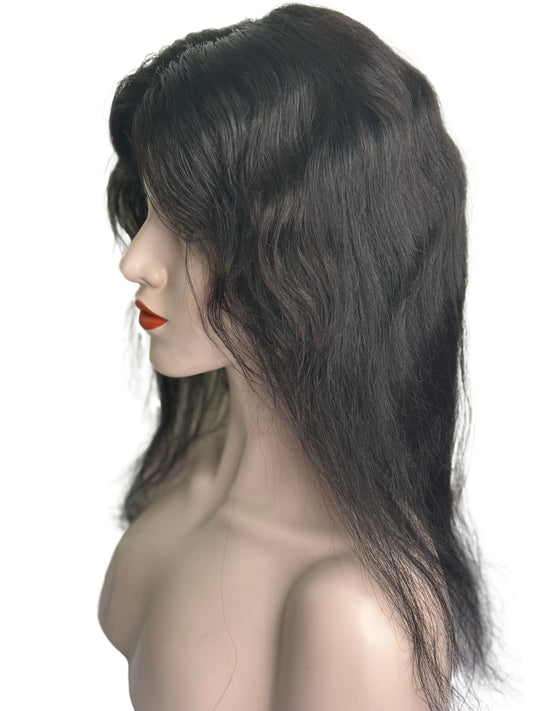 Ritzkart 24 INCH Black hair wig Remy Human hair Double Skin Net Base Women Full Head Wig With Extra Tape Grip Double Skin Base For Natural Hairline , Free style Blonde hair wig .