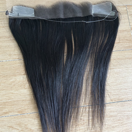 Front Hairline Topper with Seamless Transparent HD Lace Frontal – 13x2 Forehead Frontal for Women – 20 Inch Straight Human Hair Topper with Invisible Wire – Natural Black, Comfortable Fit