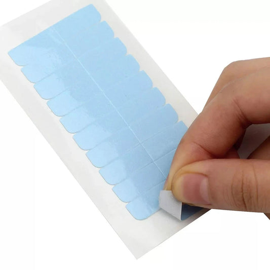 Hair Extension Tape Strips – Double-Sided Adhesive Wig Tape Tabs Human Toupee & Beard Tape Blue Tape Strips for Hair Extensions 12 Replacement Tabs per Sheet  Strong Hold Hair Tape for Extensions Wigs & Hairpieces