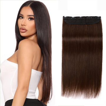 18 Inch Dark Brown Human Hair Extensions for Women Clip On Straight Hair Extensions Made from Remi Virgin Indian Human Hair – Soft Silky Natural Look Reusable and Tangle-Free Clip-In Hair Extensions