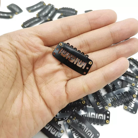 Imported Black U-Shape Steel Hair Extension Clips – Strong Grip Snap Clips for Wigs & Wefts