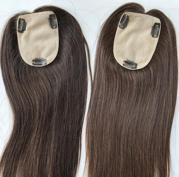 Human hair silk toppers 100% human hair clip in women topper