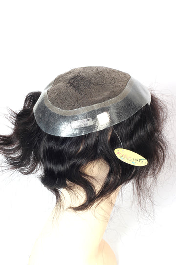 Australian base 0.03 ultra Thin Natural Skin Human Hair PU Front hairLine,With Double Knotting Hair Wig Non-Surgical Men Hair Replacement System For Long life