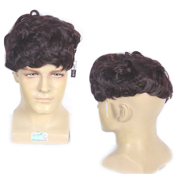Men Soft Synthetic Fiber Hair with Natural-Looking Texture Wavy Brown Free Size Adjustable Cap with Inner Hook for Secure & Comfortable Fit – Lightweight, Easy-to-Wear Wig for Daily Use, Hair Loss Cover, or Costume Styling Full Head Men Wig By Ritzkart