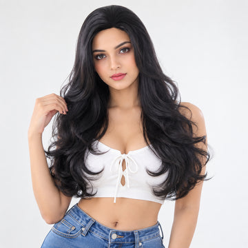 Ritzkart 24 Inch Long Synthetic Hair Wig for Women Natural-Looking, Soft & Voluminous Full Head Wig Lightweight Wig for Daily Wear, Parties & Styling