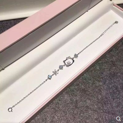 925 Sterling Silver Crystal Bracelet Women Kt Bracelet Cat Simple Fashion Jewelry Student Birthday Korean Gift