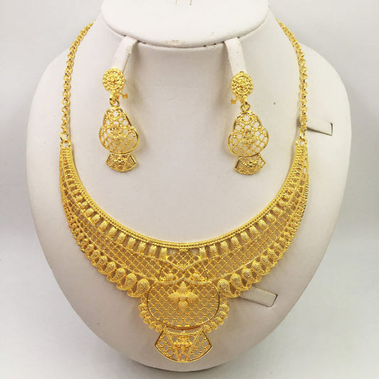 Gold Jewellery African Wedding Gifts Women Necklace Earrings