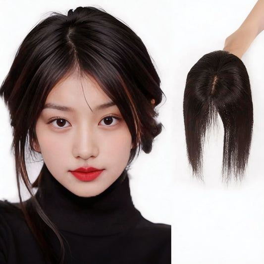 Hair Topper for Women 12 Inch Synthetic Center Part Clip-on HairPiece 3x2 Inch Base Size for Thinning Hair & Volume Straight Hair Extension