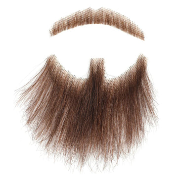 Ritzkart Fake Beard Realistic Human Hair Full Hand Tied Facial Hair Brown Goatee False Beards Lace Invisible Fake Mustache for Entertainment Drama Party Movie Makeup (4 no.)