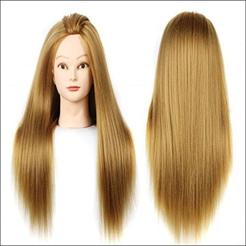 Synthetic Hair Practice Dummy Feel Natural Human Soft Hair Dummy For Styling/Makeup Mannequin For Trainers, Light Golden,