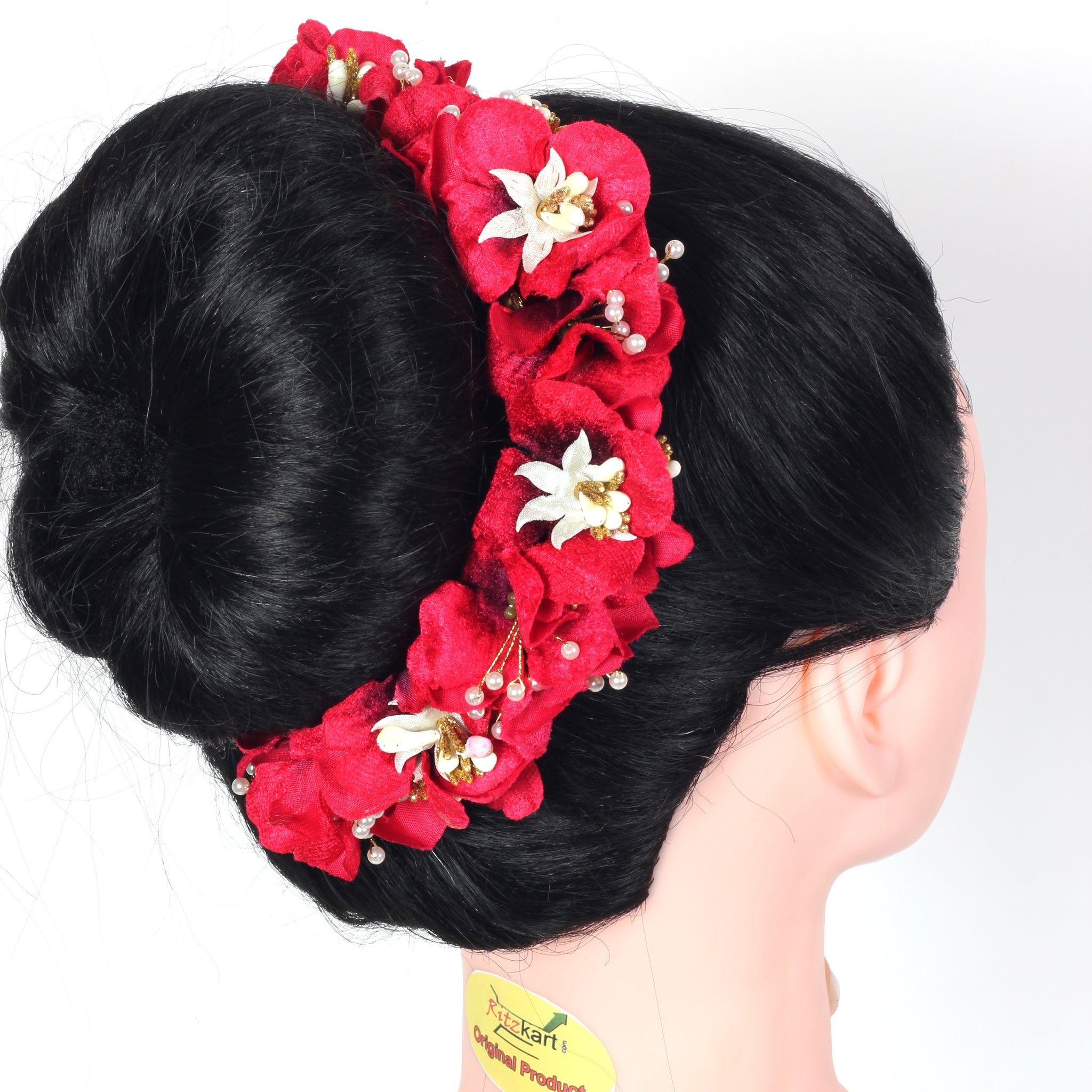 Ritzkart Flower Hair Bun Beautiful Hair Gajra Accessories for Women, Artificial Flower Gajra Hair Bun for Occasion/Festival 20 Gram (Pack of 1)