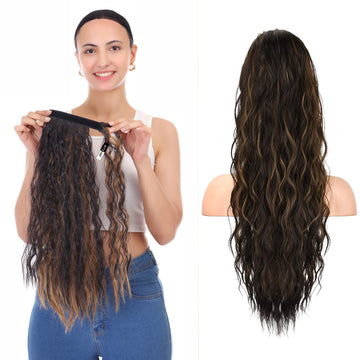 Long Fluffy Hair Synthetic Ponytail Extension with Velcro Tape and Clip-In Design for Effortless Volume Boost, Comfortable Fit, and Quick, Stylish Hair Transformations Size 20 Inch Brand By Ritzkart