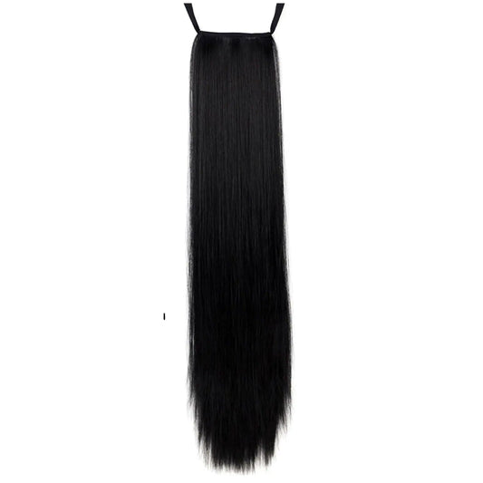 Ritzkart 32 inch long Soft Straight With Ribbon For Attachment Synthetic ponytail hair extension For Women