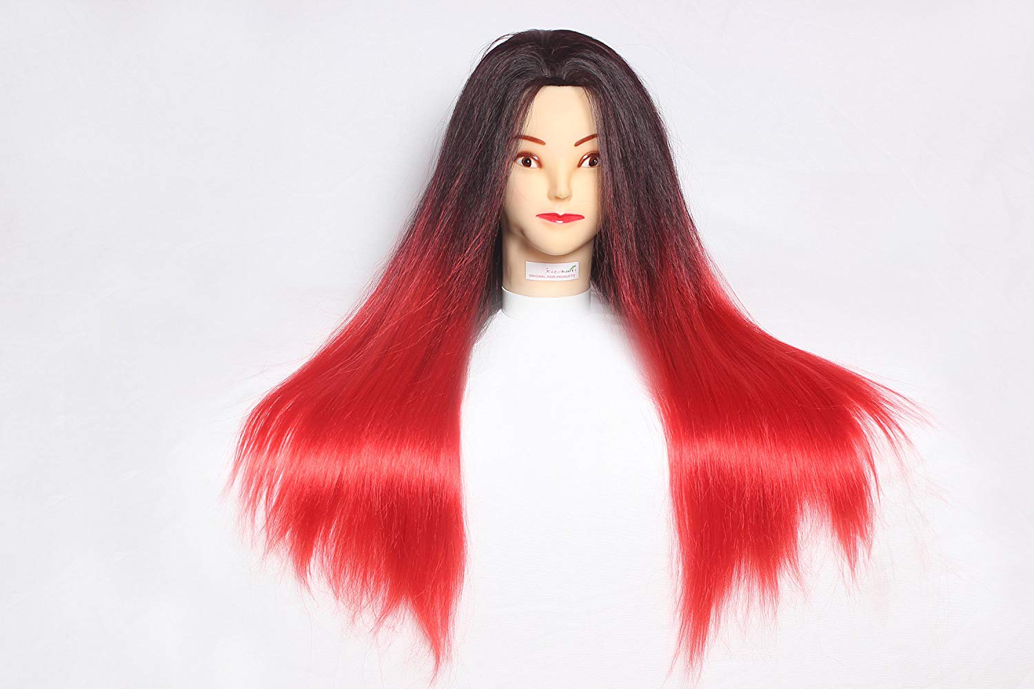 27 Inch Black and Red Mix soft & Long Straight Hair Synthetic Hair dummy for Practice / Cutting / styling For Trainers..