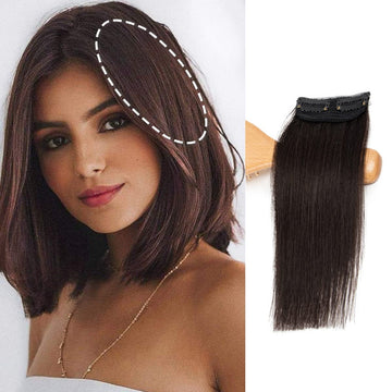 Clip-On Hairpiece – Short Straight Thick Hair for Women's Bald Areas, One Piece Hair Piece for Thinning Hair, Natural Human Hair, High-Quality Clip-On Fringe, 2 Clip Hair Patch for Instant Coverage and Natural Volume, Size: 8 Inch, Brand: Ritzkart