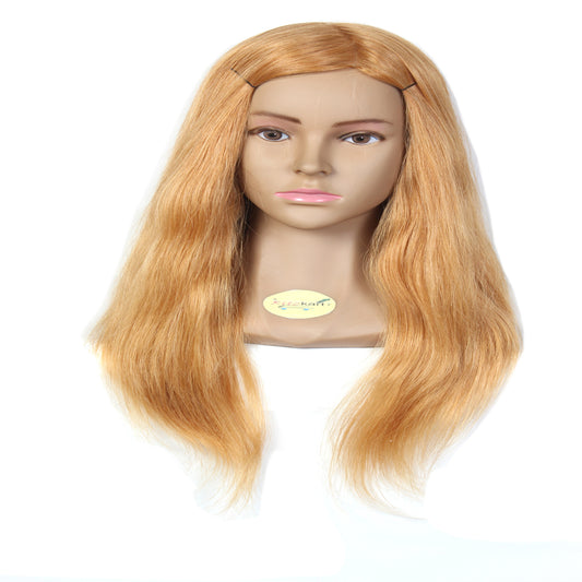 Ritzkart IMPORTED brand 27-29 inch long heavy & soft Hair Dummy, Real Human Blonde Hair + high temperature Training Head With Shoulder High Grade Hairdressing Head Dummy