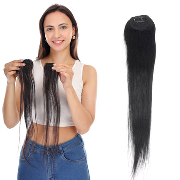 Single Clip-On Patch for Girls & Women – Natural Black Long Straight Human Hair, Ideal for Bald Areas, Long Streaks/Bangs, Great -Quality 18 Inch Human Hair Clip-On Patch for Instant Coverage and Natural Volume ( Pack Of 1 ) Brand By Ritzkart