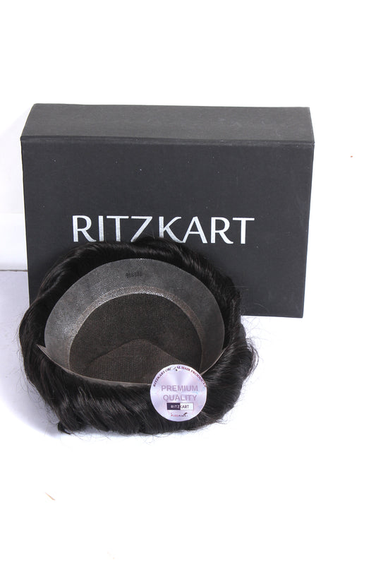 RITZKART ASTRLIYAN PU FRONT SKIN BASE ULTRA THIN NATURAL SKIN BASE NATURAL BLACK/ MEDIUM BROWN/ GREY DIFFRENT COLOR CURLY HAIR MEN TOUPEE / HAIR PATCH