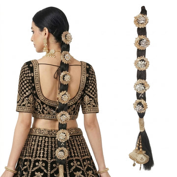 Traditional Bridal Punjabi Paranda (27 Inch) – Heavy Decorative Hair Accessory for Women Stylish Panjabi Choti Perfect for Wedding Hairstyles and Traditional Look, Straight Hair Paranda Choti