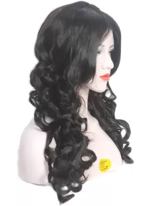 Ritzprime 100% Feel Real Hair Curly Full Wig Long 29 Inch Maroon Black 1485 4h33