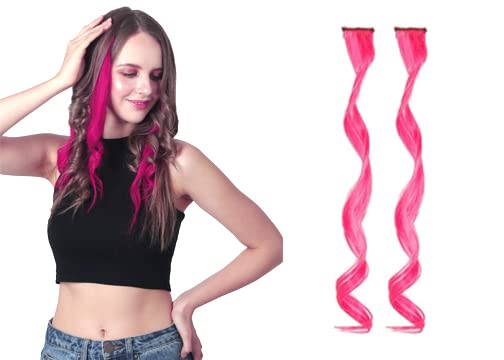 Ritzkart Pack Of 2 Curly Synthetic Hair Streaks Extension  Hair Pieces - 25 Inch,with Single Clip