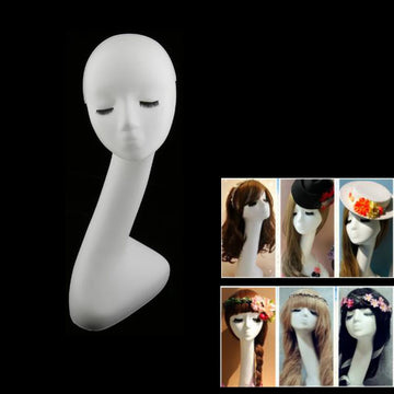44 cm Long Neck Female Mannequin White Head For Bust Wigs , Hat Cap ,Necklace Showcase Display Holder