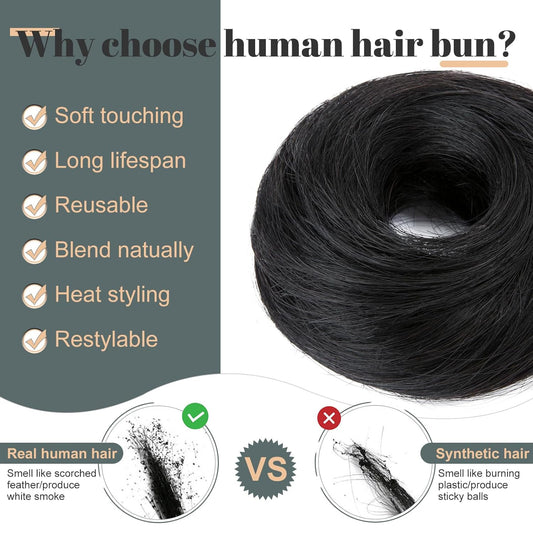Ritzkart Human Hair Messy Bun Soft Hair Elastic Band Fluffy & Straight Style Hair Rubber Bun For Women & Girls