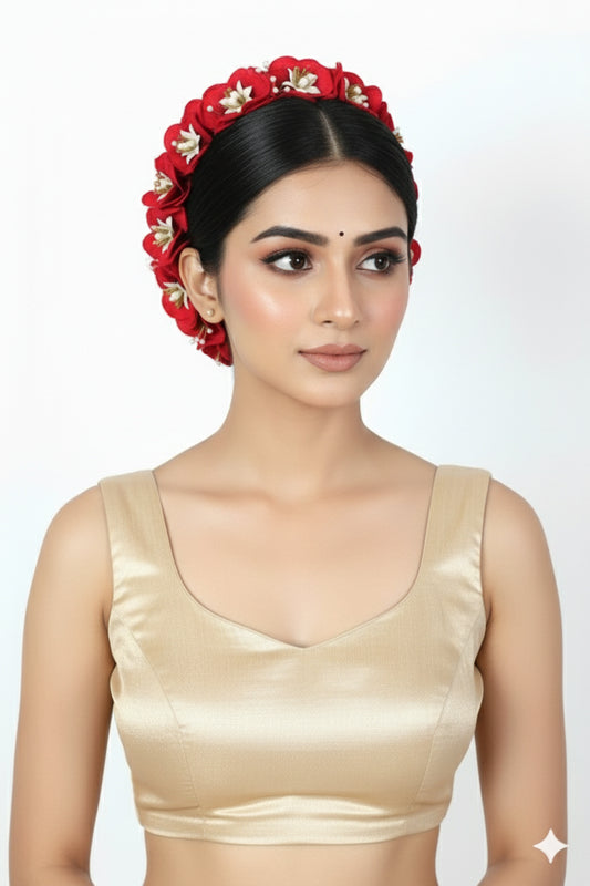 Ritzkart Flower Hair Bun Beautiful Hair Gajra Accessories for Women, Artificial Flower Gajra Hair Bun for Occasion/Festival 20 Gram (Pack of 1)