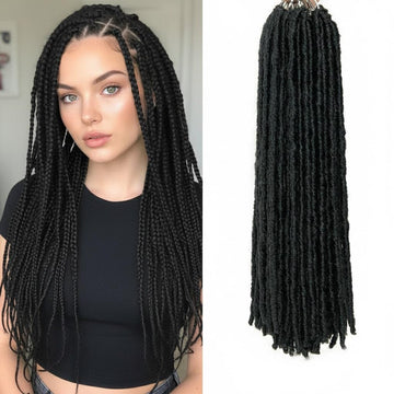 Faux Locs Dreadlock Extensions 18 Inch Pack of 18 Strands Synthetic Soft Pre-Looped Crochet Locs Thick Micro Loc Braids Hair Extensions for Women Easy Install Straight Ideal for Braiding Styling & Party Looks
