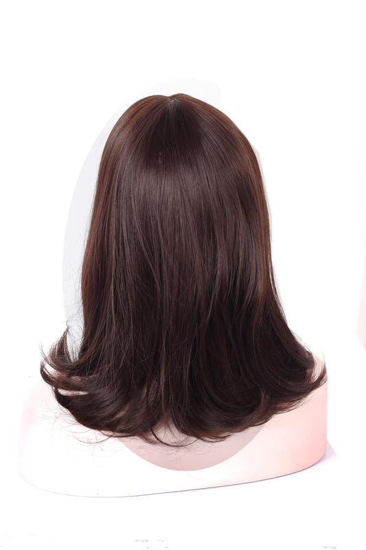 20 Inch Light Brown Natural Color Feel Real Hairline Center Part With Double Skin Base Women Hair Wig .