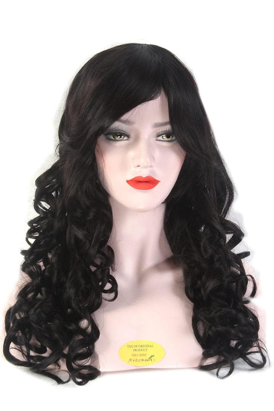 100% Feel Real Hair Curly Full Wig Long 29 Inch Natural Black 1485