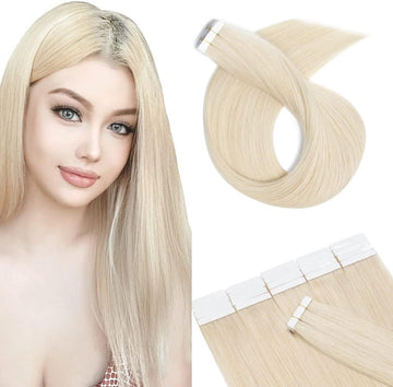 Women 20-24 Inch Human Hair Straight Soft Hair Tape in Extension (1 Set of 20 PC)