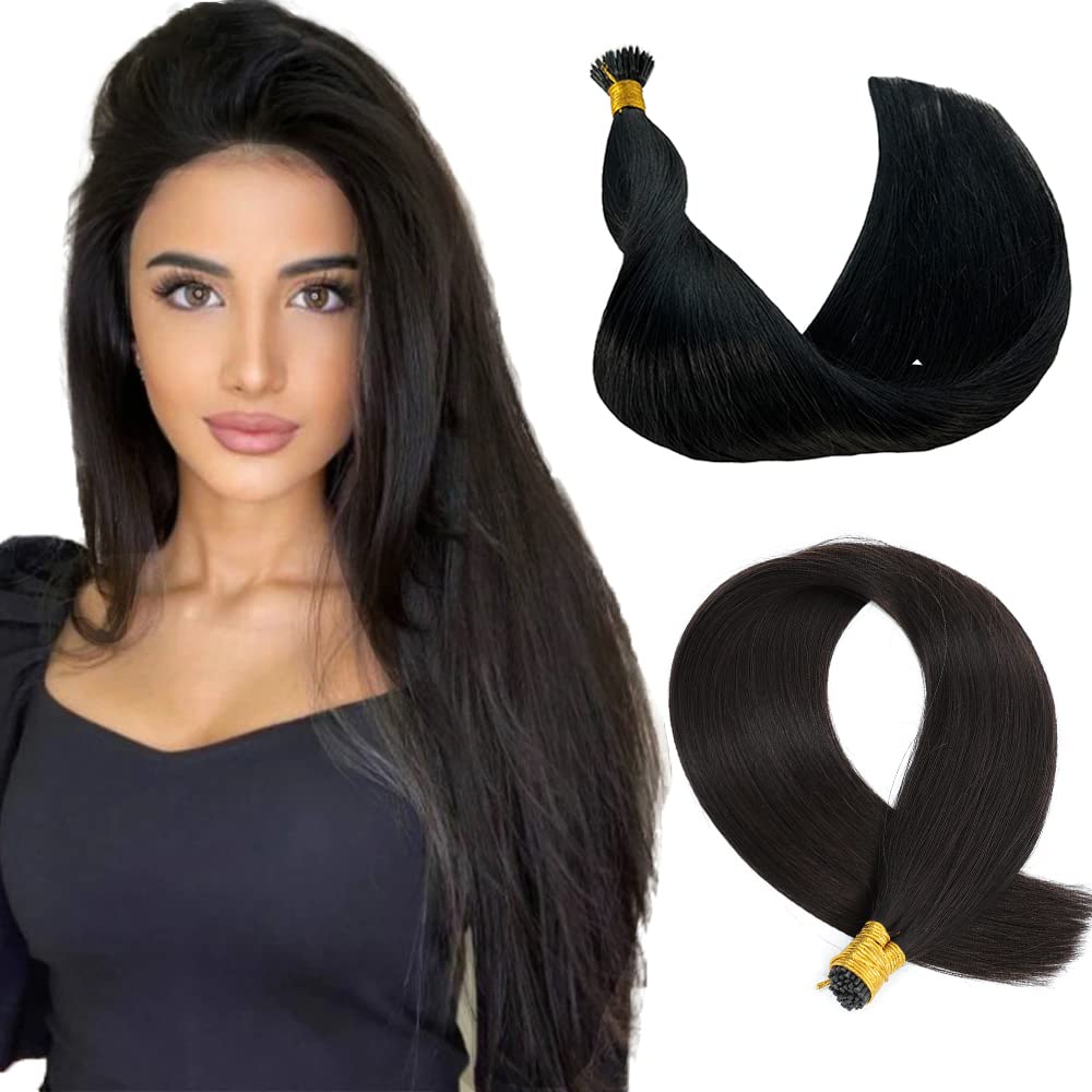 Ritzkart 34-40 Inch Long 100% human hair Straight Dark brown 25-100 Strands I Tip Hair Extension For Women