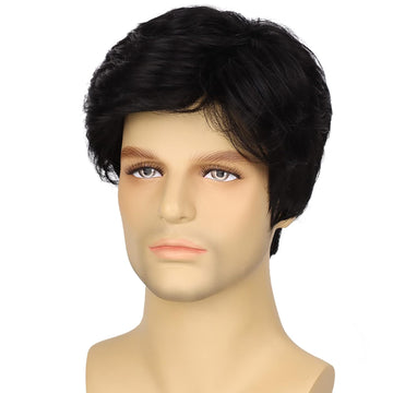 Ritzkart Natural black short Synthetic Men wig Party Full Head Hair Wig