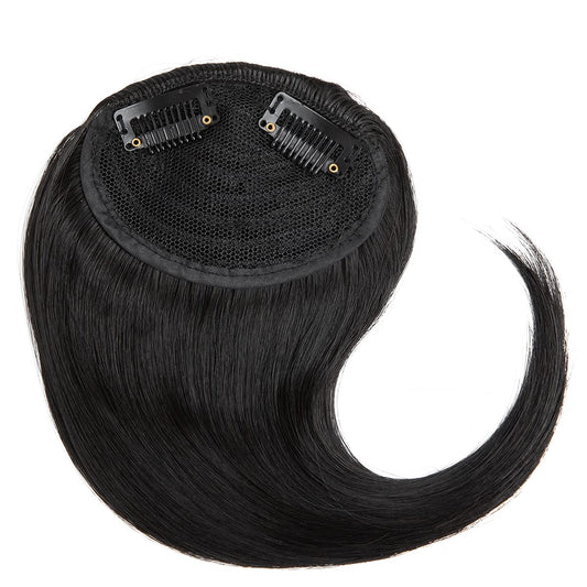 Solve Your Hair baldness Hair Side/Center Fringe /small topper 2 clip  - 10 Inch Length, 4 Inch Width,  30 gm (#4 ,Dark Brown) by Ritzkart