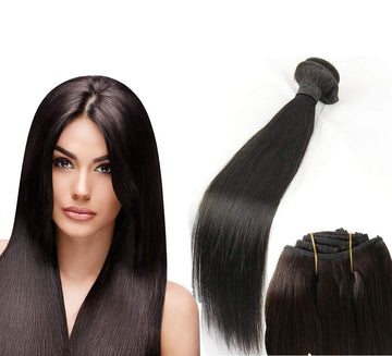 WOMEN HUMAN HAIR WEFT STRAIGHT REMY HAIR DOUBLE DROWN INDIAN HUMAN HAIR EXTENSION WEAVES 1 BUNDLE (100 GM ) Dark Brown