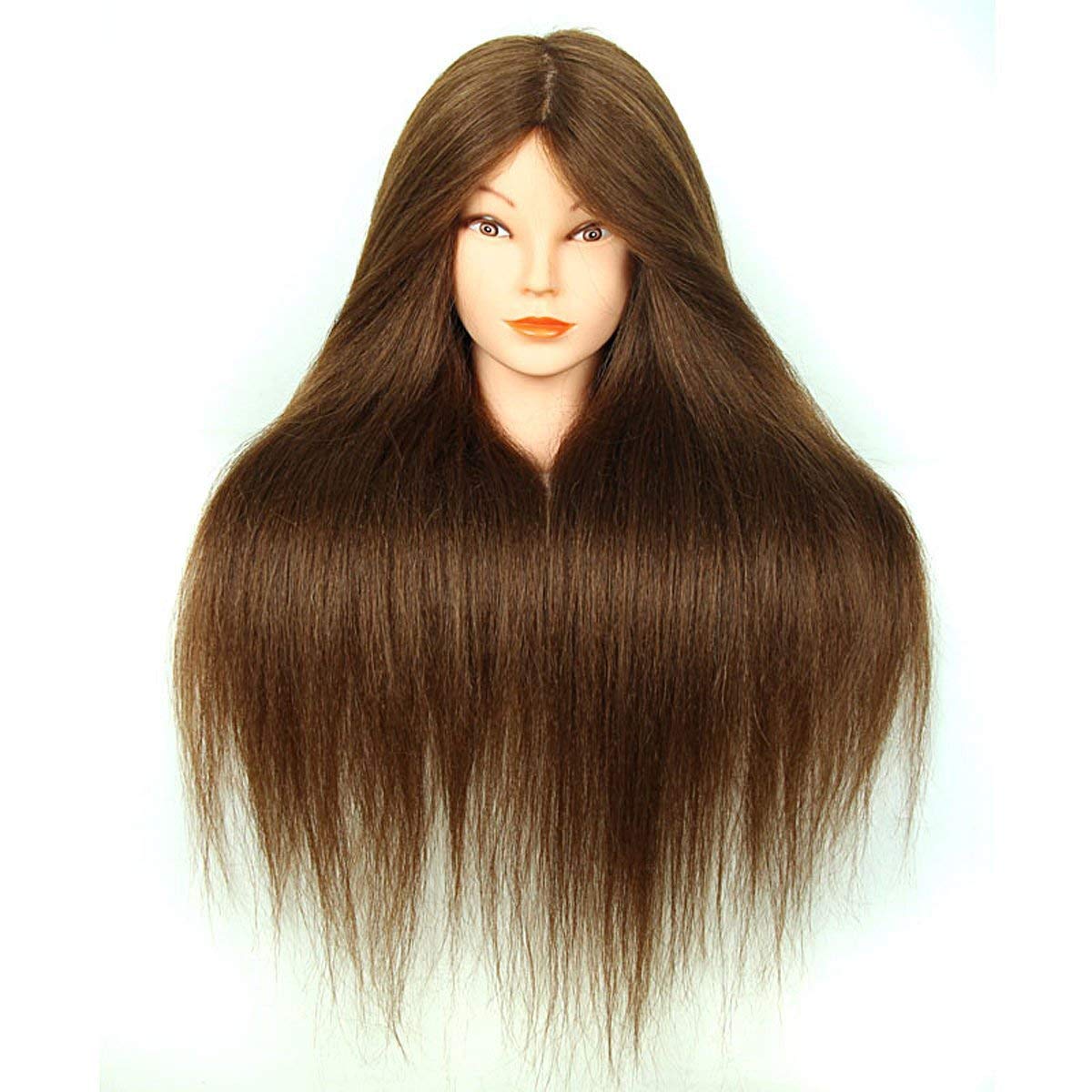 31 Inch Long Dark Brown Color Straight Animal Hair Professional Hair Dummy For All Purpose.