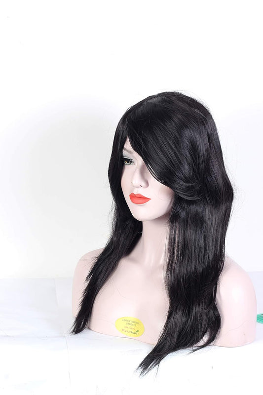 Women Fancy wig 24" Natural Black & Maroon Highlight with Light Wavy synthetic women hair wig Heat Resistant Charming washable hair wig