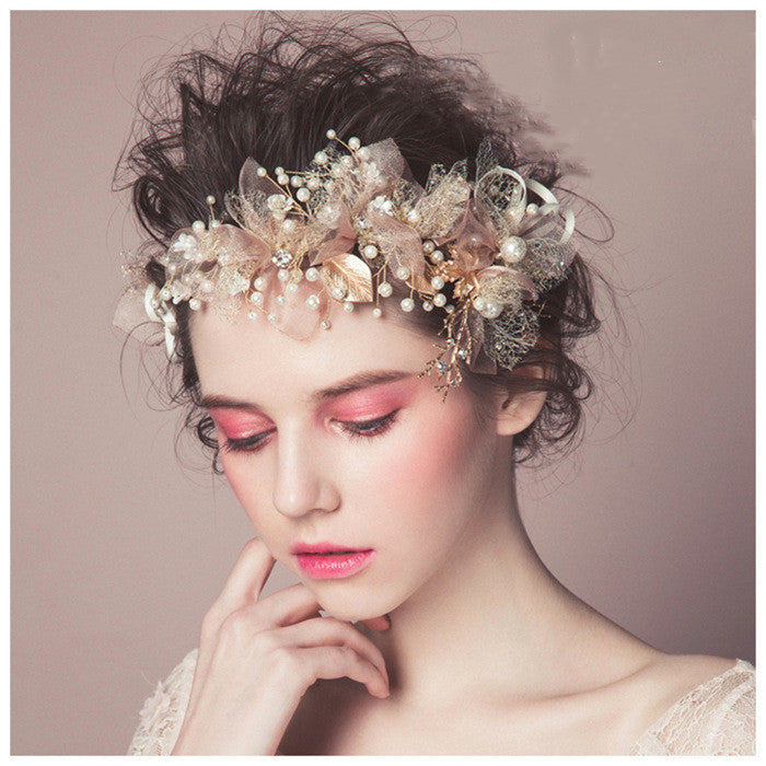 Tulle Flower Bride Headdress Fairy Beauty Bride Hair Wedding