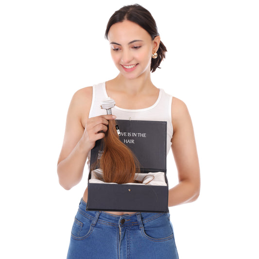 Double Drawn Natural Straight Tape-In Hair Extensions Human Hair Chestnut Brown (#8 No.) Color Long, Soft & Smooth Natural-Looking Hair Extension Perfect for Women & Girls , Size - 22 Inch 40 Pcs Pack Brand By Ritzkart