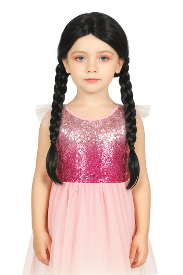 Kids Wig 22 Inch Black Braid Hairstyle 2 Choti Full Head Wig for Kids Girl | Lightweight, Easy to Wear & Remove Synthetic Long Choti Wig with Adjustable Cap (14–16 Inc