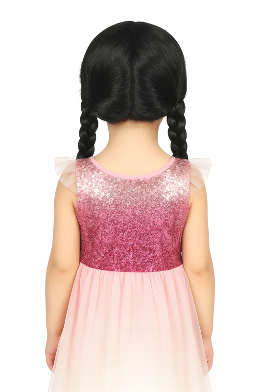 Kids Wig 22 Inch Black Braid Hairstyle 2 Choti Full Head Wig for Kids Girl | Lightweight, Easy to Wear & Remove Synthetic Long Choti Wig with Adjustable Cap (14–16 Inc