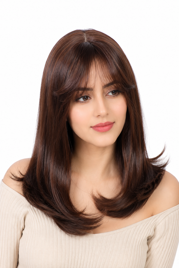20 Inch Light Brown Natural Color Feel Real Hairline Center Part With Double Skin Base Women Hair Wig .