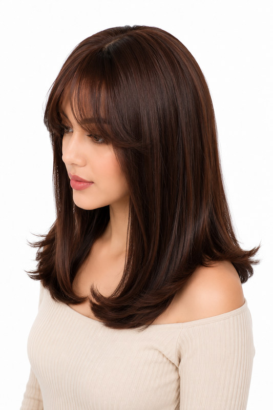 20 Inch Light Brown Natural Color Feel Real Hairline Center Part With Double Skin Base Women Hair Wig .