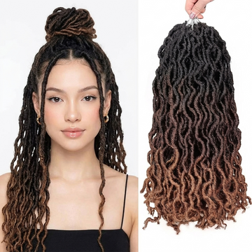 Goddess Faux Locs Crochet Hair Extensions, Pre-Looped Soft Locs with Curly Ends